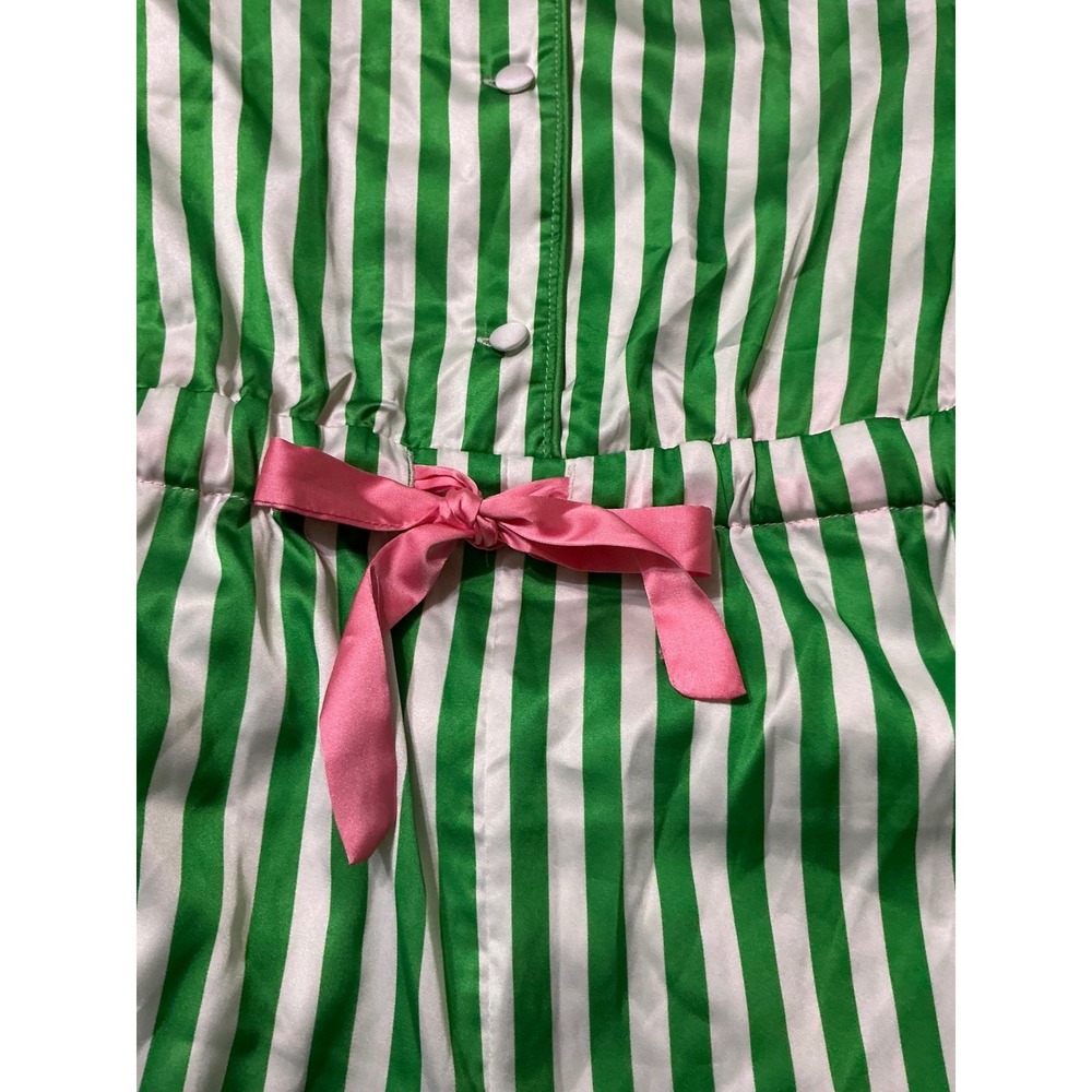 IvyStorehouse Romper Women XL Green AKA Alpha Kappa Alpha Striped Button Up Pink - Picture 4 of 6